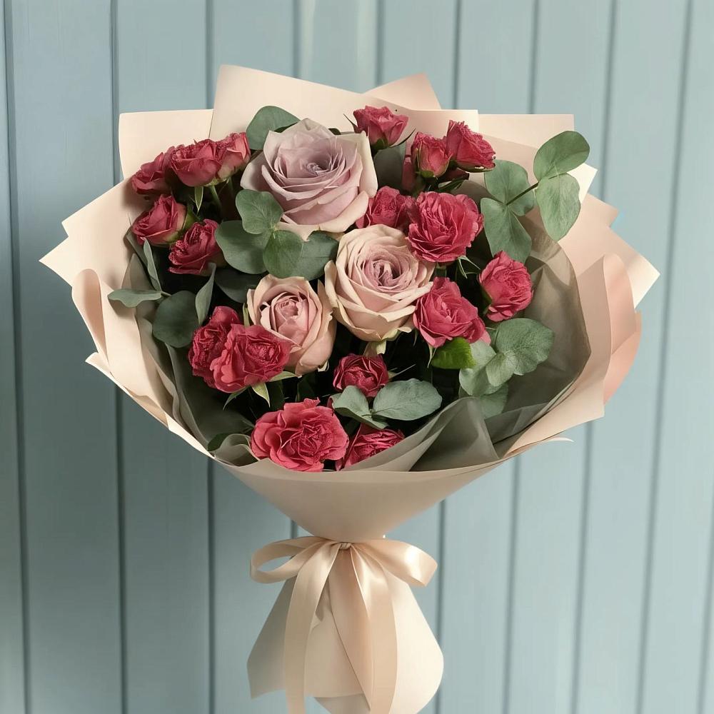 Букет цветов из: Гвоздики и Розы в Жешарте