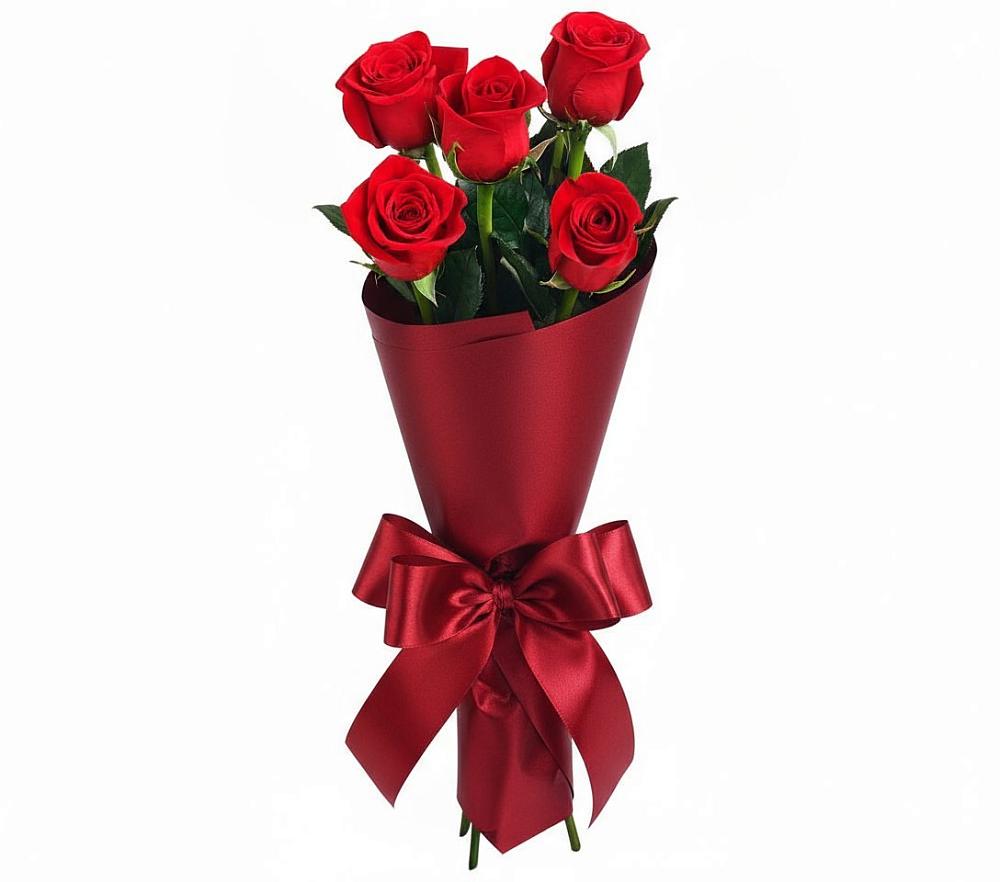 Букет 5 Красных роз Эдлесс Лав в Жешарте