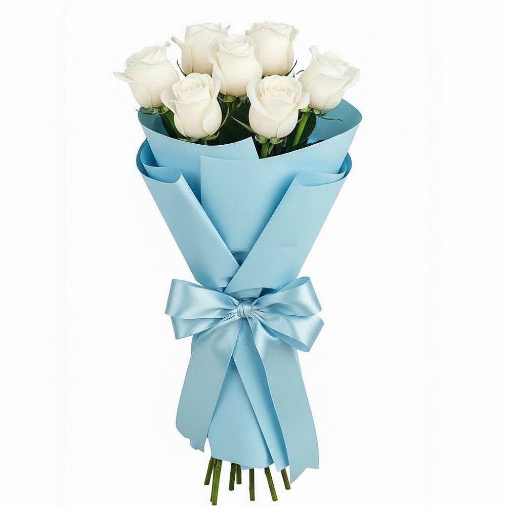 Букет 7 белых роз Проуд в Жешарте