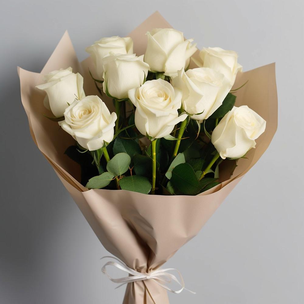 Букет 9 Белых роз Эдлесс Лав в Жешарте