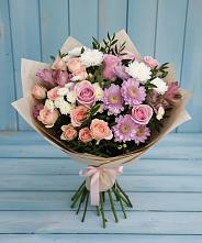 Букет цветов из:  Хризантемы, Розы и Альстромерии #REPLACE_PRED# Жешарте