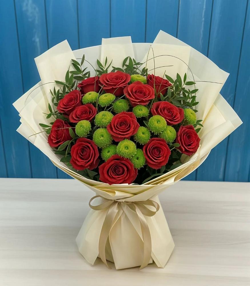 Букет цветов из: Розы и Хризантемы в Жешарте